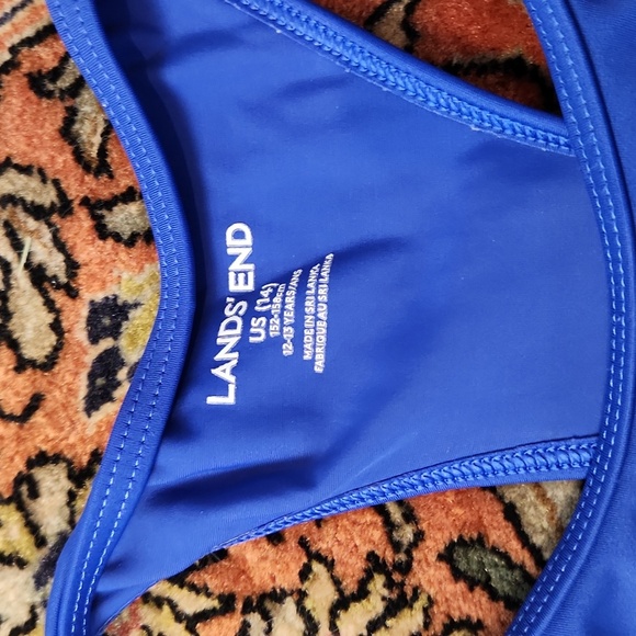 Lands' End Racerback Swimsuit US 14 Blue - Picture 2 of 7
